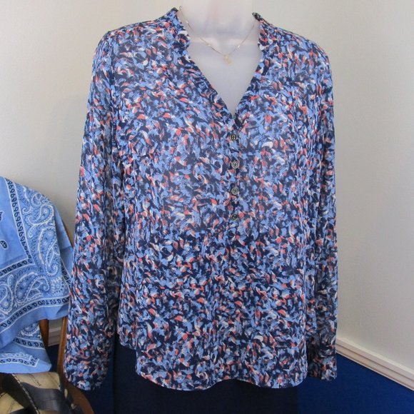 A.N.A V-Neck Popover Tunic Roll-Tab Blouse - Picture 1 of 11